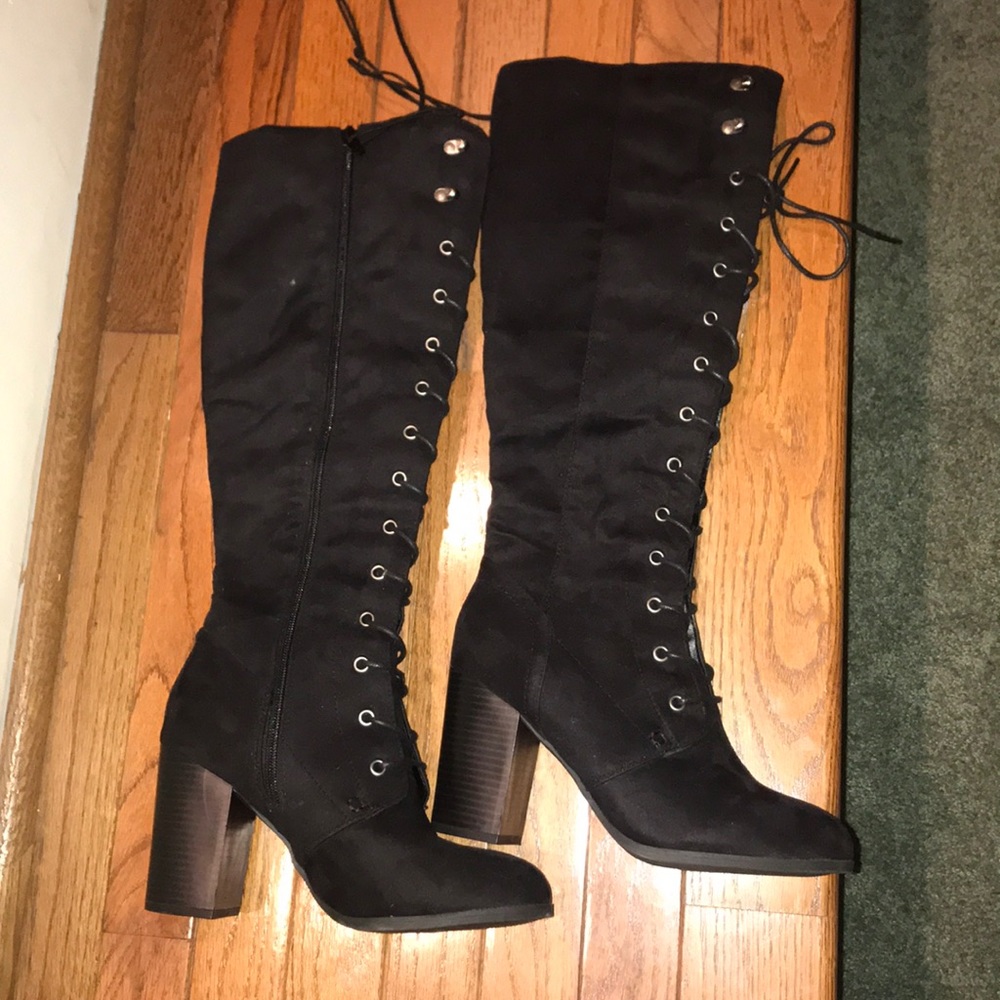 Lace up heel boots